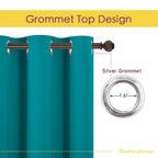 NICETOWN Thermal Insulated Peacock Teal Curtains for Living Room, Window Treatment Solid Grommet Room Darkening Drape Panels for Bedroom (Set of 2, 70 by 95 inches Long)