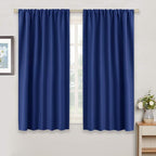 RYB HOME 54 inch Blackout Curtains for Living Room, Rod Pocket Thermal Insulated Small Window Drapes Room Darkening Shades for Bedroom Studio Dorm, W 42 x L 54 inch, Set of 2 Panels, Marine Blue