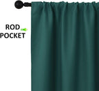 NICETOWN 2 Panels Blackout Curtains, Rod Pocket Thermal Insulated Drapes for Kitchen, Heavy Duty Small Window Treatment for Dorm Room, Studio Apartment, Basement (Hunter Green, W42 x L30)