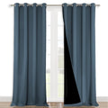 NICETOWN Full Shading Curtains for Windows, Smoky Blue, Pack of 2, 52 inches W x 95 inches L, Super Heavy-Duty Black Lined Blackout Curtains for Bedroom, Privacy Assured Window Treatment
