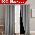 NICETOWN 100% Blackout Blinds, Laundry Room Decor Window Treatment Curtains for Large Patio Sliding Door, Thermal Insulated Silver Grey Curtains for Bedroom, Set of 2, 52 inches x 108 inches