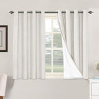 H.VERSAILTEX Primitive Linen Curtains 100% Blackout Curtain Drapes Burlap Fabric Curtains with White Thermal Insulated Liner, Grommet Top Drapes Living Room/Bedroom (2 Panels, 52 x 45 Inch, Ivory)