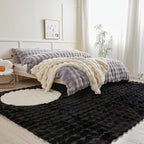 Black Rabbit Plush Rug 6'x9', Fluffy Faux Fur Shaggy Area Rug for Nursery, Kids Room Decor, Soft Fuzzy Carpet for Living Room, Bedroom, Teen Girls Room