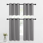 NICETOWN Small Curtain for Half Window, Blackout Short Window Treatment Curtains Solid Grommet Drapers for Bathroom/Living Room, 42" Wide x 36" Long 1.2 inches Header, Silver Grey, 1 Pair