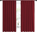 NICETOWN Christmas Patio Door Blackout Curtains, Noise Reducing Curtains and Drapes with Rod Pocket for Wide Window (62" Wide by 63" Long, Burgundy Red, 2 Panels)