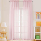 Blush Pink Sheer Curtains for Windows 108 inches Long 2 Panels Set, Soft Lightweight Light Filtering Drapes for Living Room Bedroom, Dual Rod Pocket Sheer Curtains, 2x42Wx108L inches