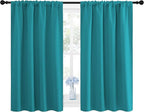 NICETOWN Peacock Blue Blackout Curtains Panels for Window, Thermal Insulated Rod Pocket Blackout Drapes/Draperies for Living Room (2 Panels, W42 x L48 inches)