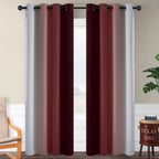SimpleHome Ombre Curtains Red to Grey White for Living Room 52Wx84L