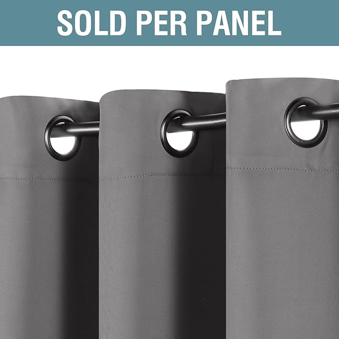 H.VERSAILTEX Blackout Curtain for Living Room Small Window Kitchen Blackout Curtains 45 inch Length Energy Saving Solid Grommet Blackout Drape, One Panel, Bluish Gray, 52" W x 45" L