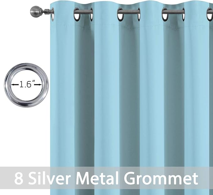 Yakamok Room Darkening Curtains 52x72 inch Length Sky Blue-Living Room