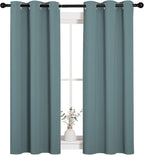 NICETOWN Modern Blackout Curtains Noise Reducing, Thermal Insulated and Privacy Room Darkening Drape Panels for Boy's Guest Room Door Small Short Window (Greyish Blue, 2 Panels, W34 x L54 -Inch)