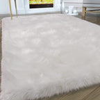 Faux Fur Area Rug, White Fluffy Rugs for Bedroom Living Room, 4'x6' Soft Shaggy Fuzzy Rug for Nursery, Indoor Plush Floor Carpets for Kids Girls Boys Teen Dorm, Cute Home Decor, Rectangle