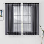 MIULEE 2 Panels Sheer Curtains for Living Room 54 X 63 Inches Black