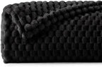 BEDELITE Fleece Blanket Twin Size for Bed Couch, 3D Jacquard Decorative Black Throw, Soft and Cozy Warm Plush Fuzzy Blanket All Seasons Suitable, 60x80Inches