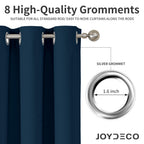 Joydeco Blackout Curtains 90 inch Long 2 Panels Set, Thermal Insulated Long Curtains & Drapes 2 Burg, Room Darkening Grommet Drapes for Bedroom Living Room Windows (Navy Blue, W52 x L90 Inch)