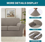 Turquoize 3 Piece Sofa Covers for 2 Cushion Couch Sofa Slipcover Soft Couch Cover for Dogs-Washable Sofa Furniture Covers with 2 Individual Cushion Covers, Thick Jacquard Fabric (Loveseat, Taupe)