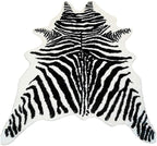Zebra Print Rug Faux Animal Cowhide Skin Area Rug Leather Carpet Mat Large Size for Home Office Livingroom 7.9'x5.6'