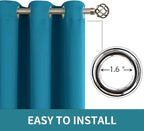 BGment Blackout Curtains - Grommet Thermal Insulated Room Darkening Bedroom and Living Room Curtains, Set of 2 Panels (42 x 84 Inch, Peacock Blue)