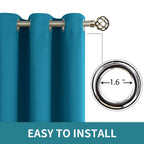 BGment Peacock Blue Blackout Curtains for Bedroom 72 Inch Long - 2 Panels
