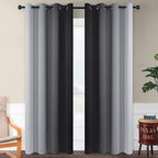 SimpleHome Ombre Room Darkening Curtains for Bedroom, Gradient Black to Grey White Light Blocking Thermal Insulated Grommet Window Curtain/Drapes for Living Room,2 Panels, 52x84 inches Length