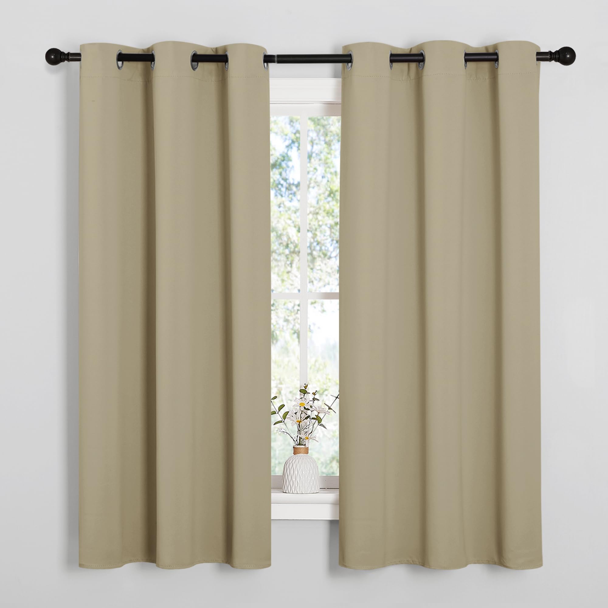 NICETOWN Thermal Insulated Grommet Room Darkening Curtains/Draperies/Panels for Bedroom (Cocoa Eggnog, 2 Panels, W42 x L63 inches)