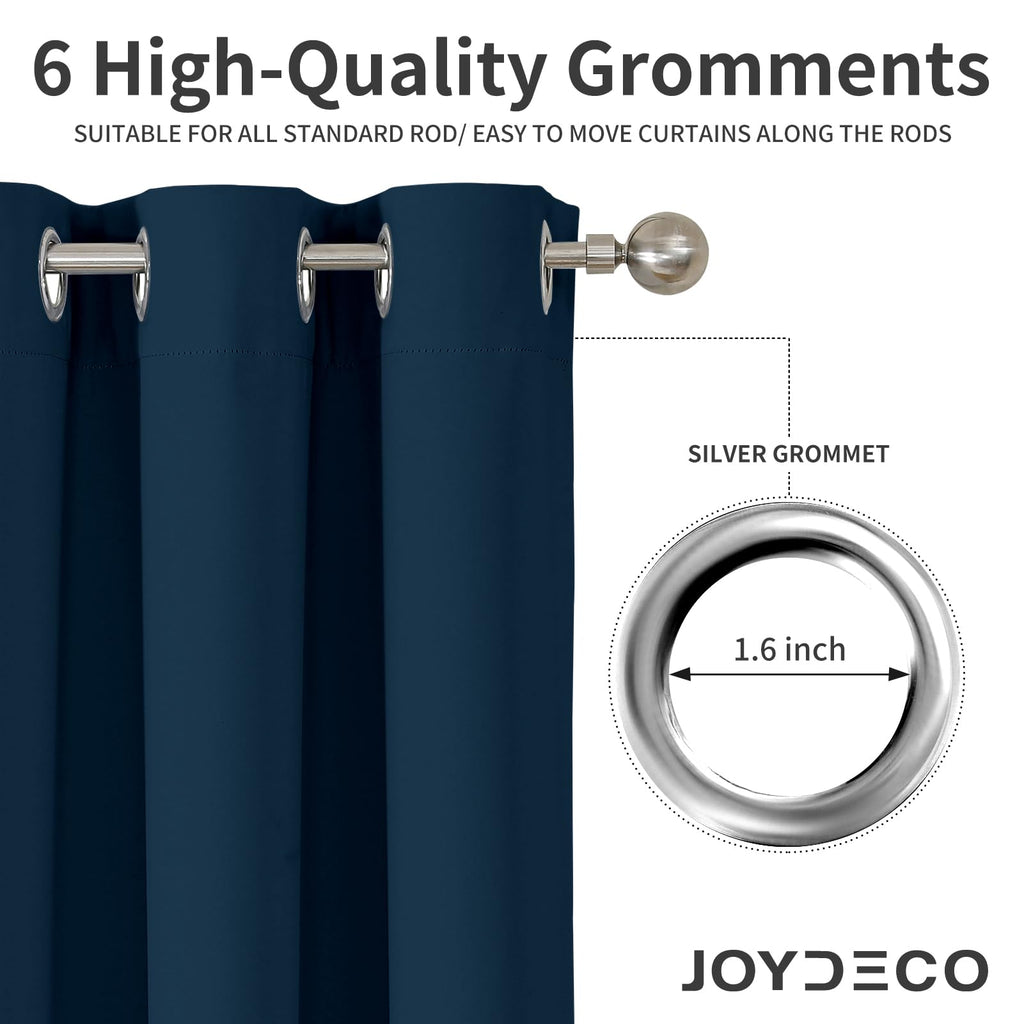 Joydeco Blackout Curtains 108 Inches Long 2 Panels Set, Thermal Insulated Long Curtains& Drapes 2 Burg, Room Darkening Drapes for Bedroom Living Room Window (Navy Blue, W37 x L108 Inch)