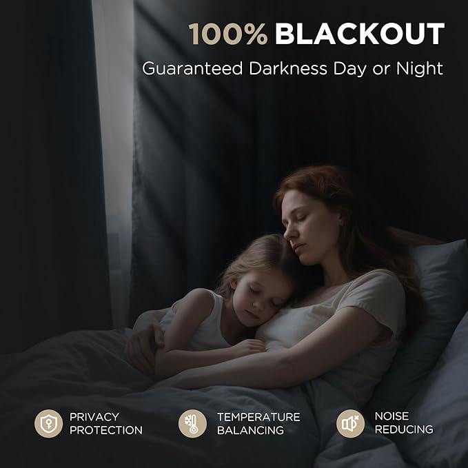 Joydeco Linen Blackout Curtains for Bedroom - 100% Light Blocking 1 Panels, White Drapes 100" W x 96" L, Thermal Insulated Room Darkening Curtains for Living Room, Rod Pocket & Back Tabs