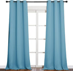 NICETOWN Room Darkening Curtain Panels - Toddler Boy Bedroom Drapes with Grommet, Energy Smart Window Treatment Curtains(Teal Blue, 42 inches W x 90 inches L, 2 Panels)