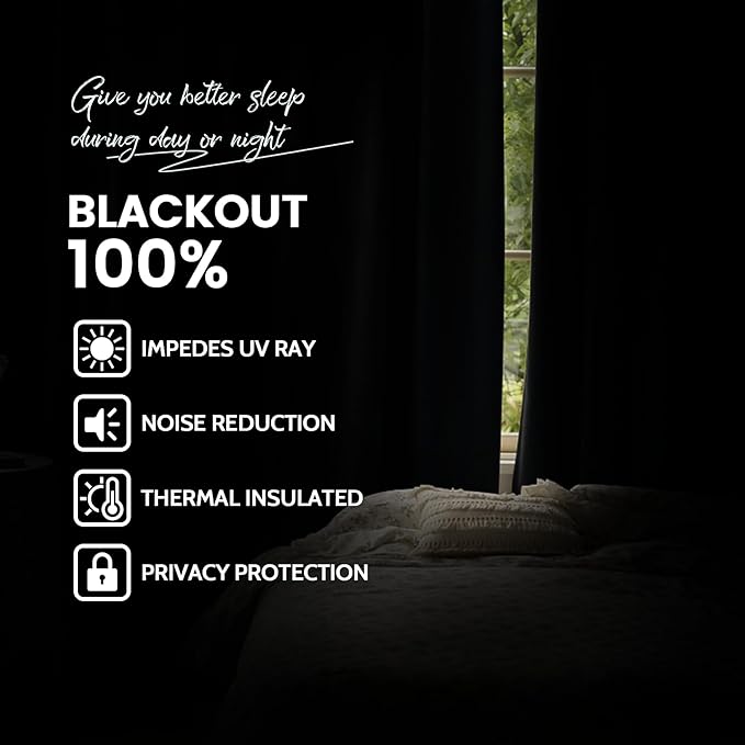Yakamok 100% Blackout Curtains 52x84 Chocolate Brown Window Drapes-Bedroom