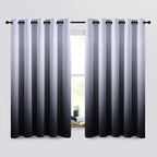 SimpleHome Gradient Color Ombre Room Darkening Curtains Blackout Black Thermal Insulated Grommet Panels Grommet Window Drapes for Living Room/Bedroom, Black,62x63 inches