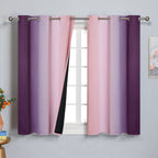 Pink and Purple Ombre Blackout Curtains for Girls Bedroom 54 Inches Long