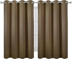 LEMOMO Blackout Curtains 66 x 54 Inch Long Brown Curtains Set of 2 Panels Room Darkening Curtains for Bedroom and Living Room