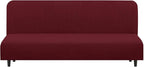U-NICE HOME Stretch Futon Cover Armless Bed Slipcover - Soft Jacquard Fabric Washable for Pet Friendly, Burgundy