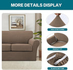 Turquoize 3 Piece Sofa Covers for 2 Cushion Couch Sofa Slipcover Soft Couch Cover for Dogs-Washable Sofa Furniture Cover with 2 Individual Cushion Covers, Thick Jacquard Fabric (Loveseat, Macchiato)
