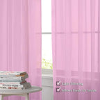 OWENIE Pink Sheer Curtains 90 Inch Length, Elegant Soft Sheer Curtains for Bedroom, Window Voile Sheer Curtain Panels/Drapes/Treatment for Living Room, 2Pcs, Each 42" W x 90" L