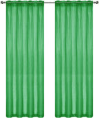 SpaceDresser Sheer Voile Window Treatment Rod Pocket Curtain Panels for Kitchen Bedroom Living Room Drapes Sunlight Filtering Privacy Semi Home Decor Assorted Colors Sizes (Green, 52 W x 84 L)