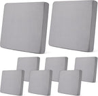 Newwiee 8Pcs Patio Cushion Covers Stretch Outdoor Cushion Cover Replacement for Patio Furniture Sofa Couch Slipcovers, Soft Flexibility Washable Furniture Protector(Waterproof Pure,Light Grey)