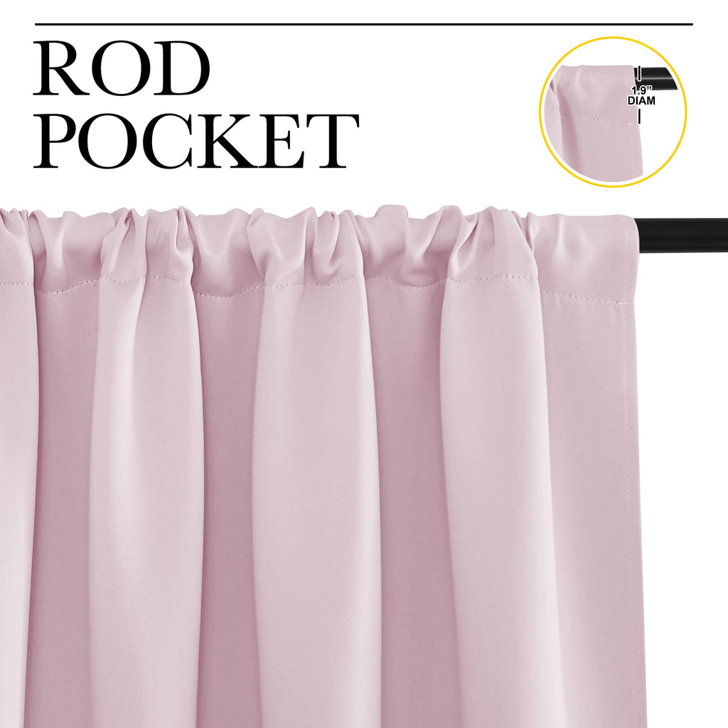 NICETOWN Kitchen Curtains, Baby Pink, 34" x 40", Set of 2, Short Blackout Curtains & Drapes, Thermal Insulated Rod Pocket Window Treatment Draperies for Nursery