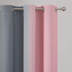Estelar Textiler Ombre Grey and Pink Blackout Curtains for Bedroom 54 Inch