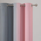 Estelar Textiler Ombre Grey and Pink Blackout Curtains for Bedroom 54 Inch