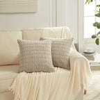 Fancy Homi 4 Packs Taupe Decorative Throw Pillow Covers 16x16 Inch for Living Room Couch Bed, Rustic Modern Farmhouse Boho Home Decor, Soft Plush Corduroy Cute Square Accent Cushion Case 40x40 cm