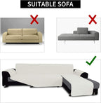 Easy-Going Sofa Slipcover L Shape Sofa Cover Sectional Couch Cover Chaise Cover Reversible Furniture Protector Cover for Pets Kids Children Dog Cat (Small, Ivory/Ivory)