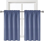 DWCN Blackout Curtains – Thermal Insulated, Energy Saving & Noise Reducing Bedroom and Living Room Curtains, Dusty Blue, W 42x L 36 Inch, Set of 2 Rod Pocket Curtain Panels