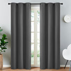 Yakamok 90 Inch Long Blackout Curtains for Bedroom, Thermal Insulated Room Darkening Curtains, Light Blocking Blackout Drapes for Living Room- 2 Panels,38x90 Inch, Charcoal Grey