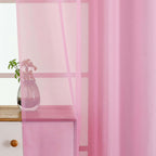 Ebesto Light Pink Window Sheer Curtains 54 inch Length, Soft Airy Light Filtering Sheer Curtain 2 Panels Set, Dual Rod Pocket Gauze Drapes for Living Room Bedroom, 2x42Wx54L Inches