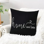 MFGNEH Home Sweet Home Quotes Farmhouse Pillow Covers 18x18 Inch,Farmhouse Decorative Lumbar Throw Pillow Case Cushion Cover,Housewarming Gift,Black