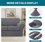Turquoize 4 Piece Sofa Covers for 3 Cushion Couch Sofa Slipcover Soft Couch Cover for Dogs-Washable Sofa Furniture Covers with 3 Individual Large Cushion Covers, Feature Thick Fabric (XL Sofa, Gray)