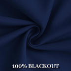 Yakamok Navy Blue 100% Blackout Curtains 96 Inches Long Thermal Insulated Window Curtain for Bedroom Living Room Darkening Set of 2 Panels Grommet Top Drapes with 2 Thick Layers 52x96 Inches Dark Blue