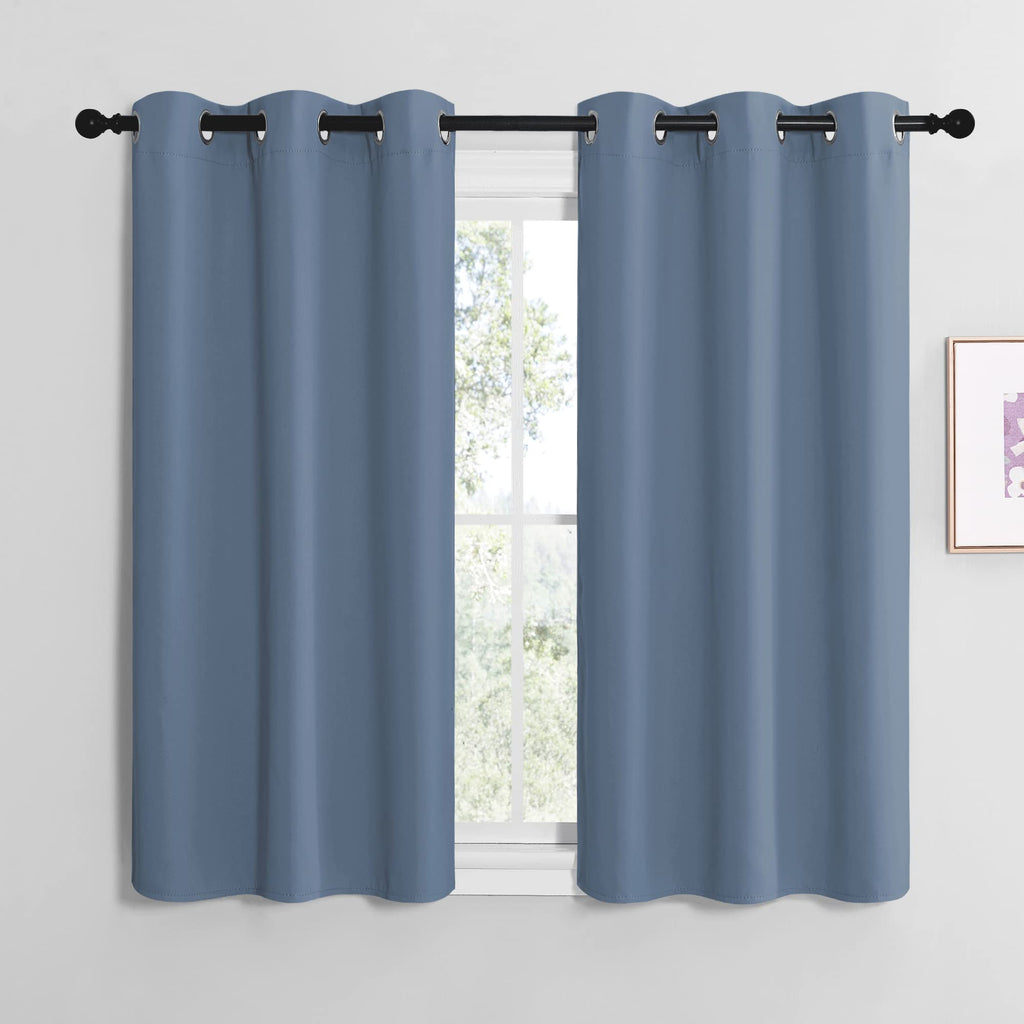 NICETOWN Bedroom Curtains Blackout Drapery Panels, Three Pass Microfiber Thermal Insulated Solid Ring Top Blackout Window Curtains/Drapes (Two Panels, 42 x 50 inches, Gray)