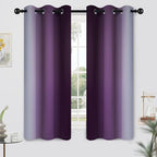 Yakamok Light Blocking Ombre Curtains, Greyish White and Purple Gradient Color Curtains, Room Darkening Grommet Window Drapes for Bedroom(Purple, 42x63 Inch, 2 Panels)